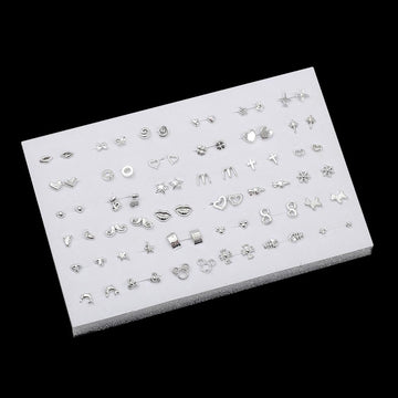 36Pairs Randomly Mixed Silver Color Women Butterfly Bowknot Flower Heart Small Plastic Stud Earrings Sets For Girl Jewelry Party daiiibabyyy